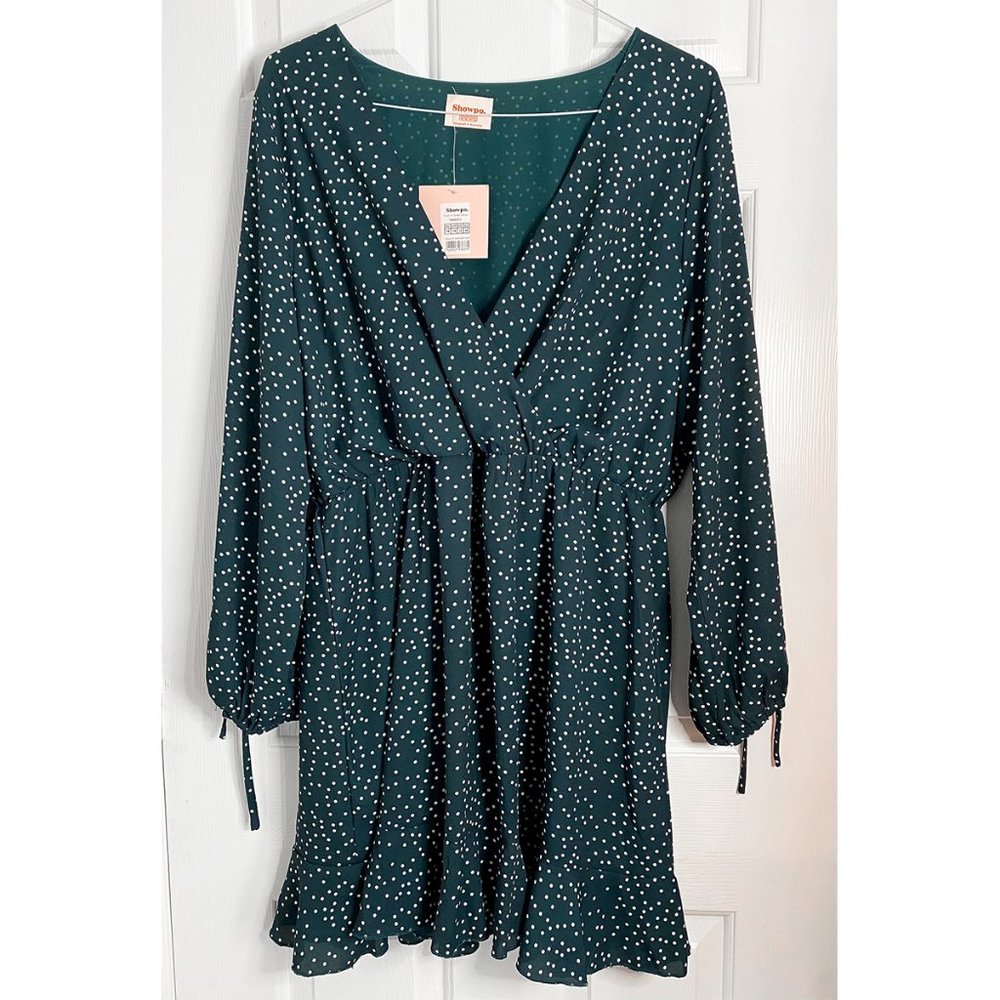 ShowPo Emerald Polka Dot Mini Aline Dress